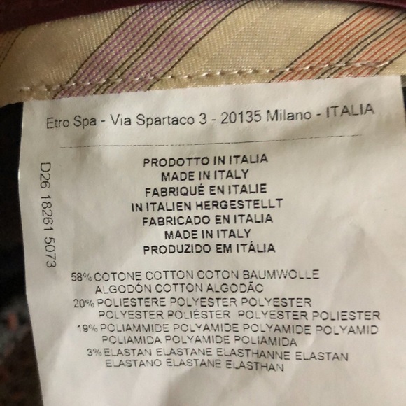 Etro.    .  AMAZING.  See meas. Quality!!! Italy - Picture 6 of 6